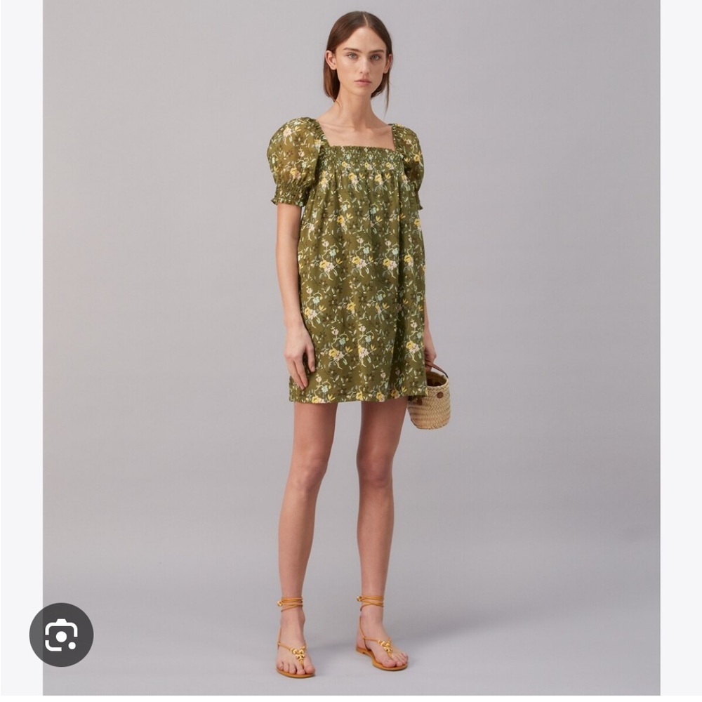 Tory Burch Smocked Mini Dress Wall Floral, S